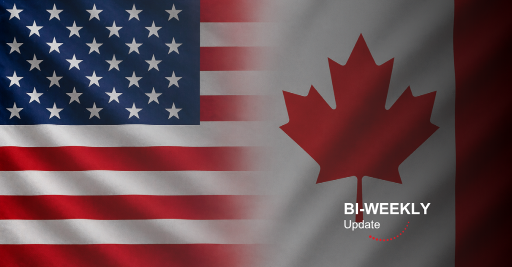 United States Flag and Canada Flag